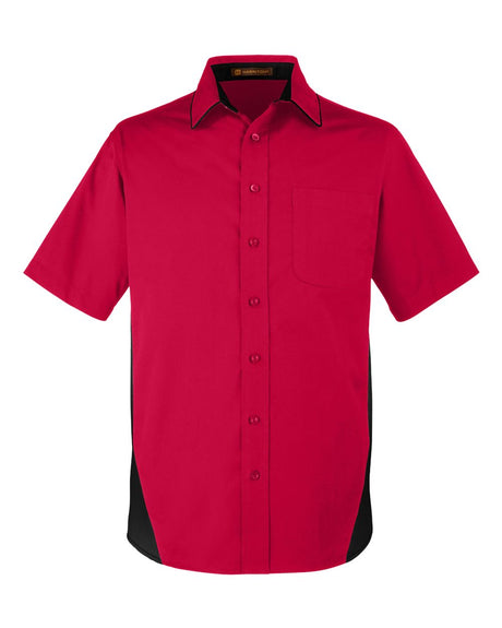 Harriton Men's Flash IL Colorblock Shirt. M586 - Red/ Black