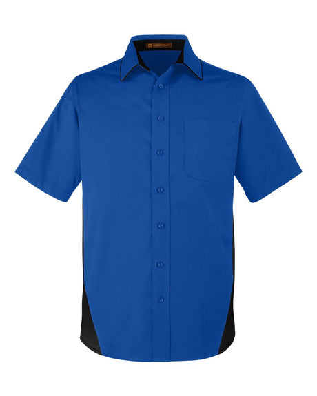 Harriton Men's Flash IL Colorblock Shirt. M586 - True Royal/ Black