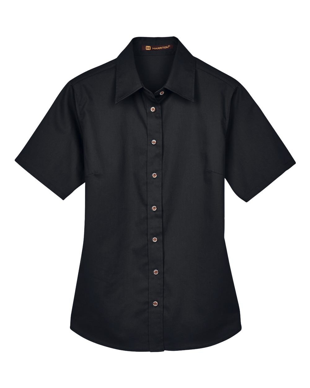 Harriton Women's Easy Blend™ Short Sleeve Twill Dress Shirt with Stain-Release. M500SW - Black