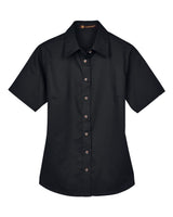 Harriton Women's Easy Blend™ Short Sleeve Twill Dress Shirt with Stain-Release. M500SW - Black