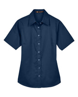 Harriton Women's Easy Blend™ Short Sleeve Twill Dress Shirt with Stain-Release. M500SW - Navy