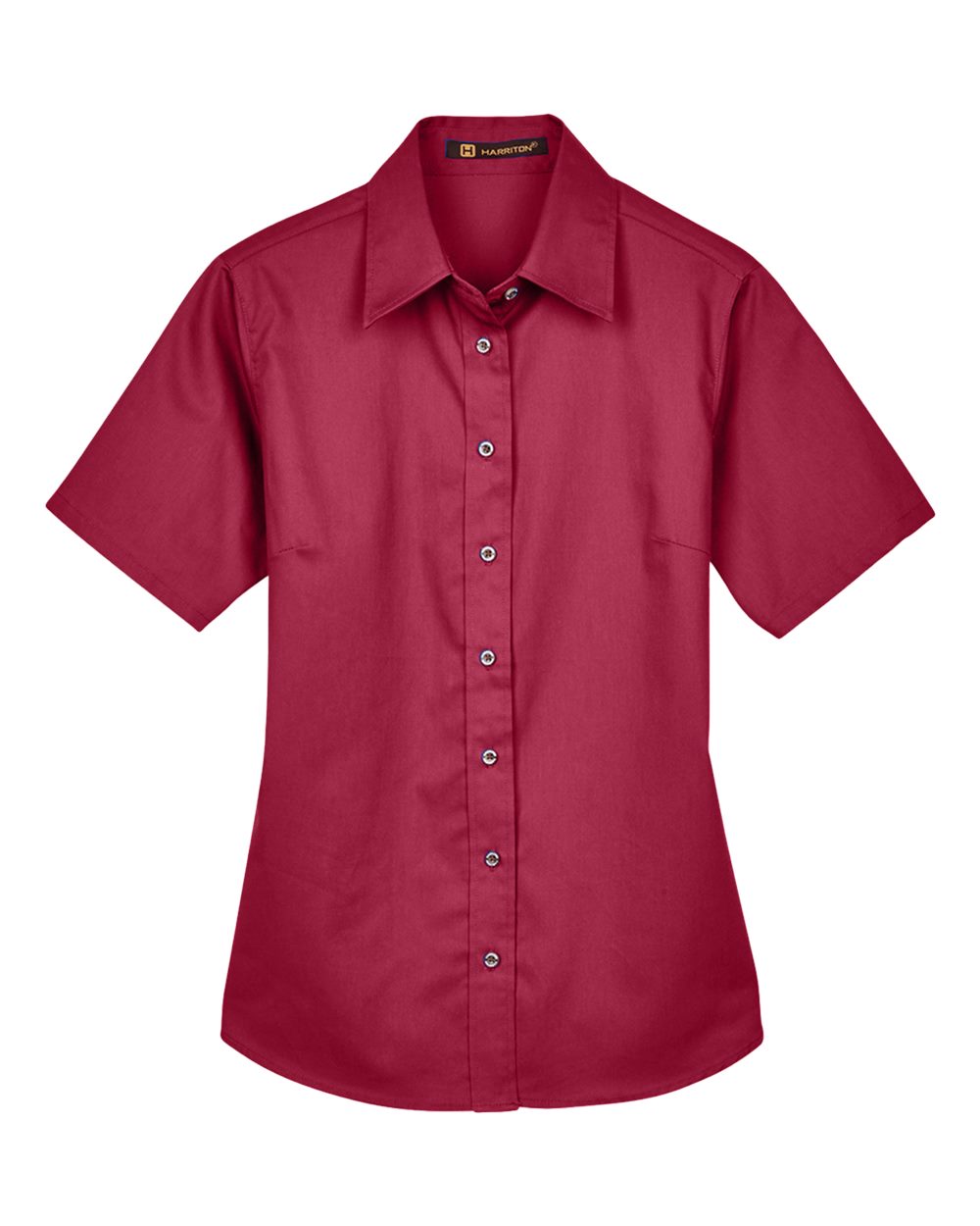 Harriton Women's Easy Blend™ Short Sleeve Twill Dress Shirt with Stain-Release. M500SW - Wine