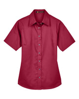 Harriton Women's Easy Blend™ Short Sleeve Twill Dress Shirt with Stain-Release. M500SW - Wine
