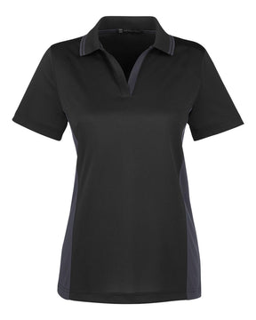 Harriton Women's Flash Snag Protection Plus IL Colorblock Polo. M386W - Black/ Dark Charcoal