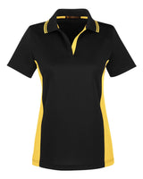 Harriton Women's Flash Snag Protection Plus IL Colorblock Polo. M386W - Black/ Sunray Yellow