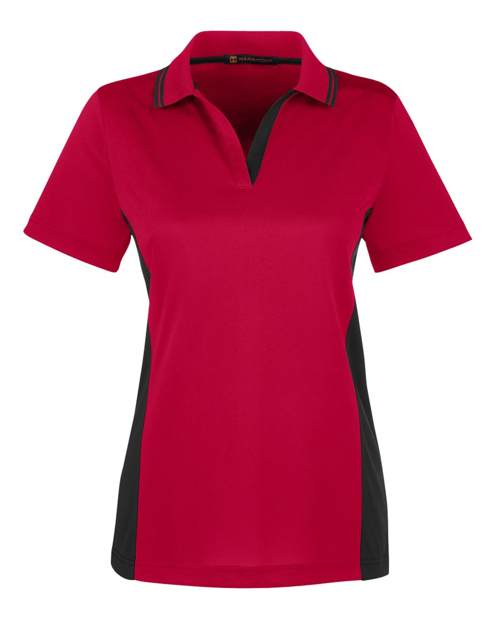 Harriton Women's Flash Snag Protection Plus IL Colorblock Polo. M386W - Red/ Black