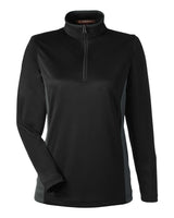 Harriton Women's Flash Snag Protection Plus IL Colorblock Quarter-Zip Pullover. M786W - Black/ Dark Charcoal