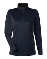 Harriton Women's Flash Snag Protection Plus IL Colorblock Quarter-Zip Pullover. M786W - Dark Navy/ Dark Charcoal