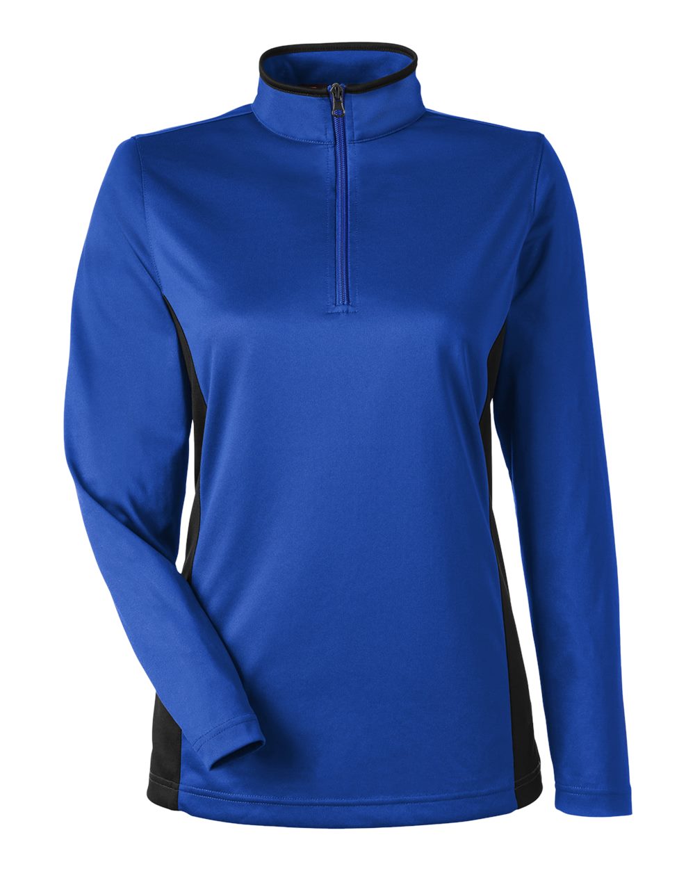 Harriton Women's Flash Snag Protection Plus IL Colorblock Quarter-Zip Pullover. M786W - True Royal/ Black