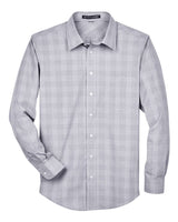 Devon & Jones Men's Crown Collection® Glen Plaid Woven Dress Shirt. DG520 - White/ Graphite/ Light Grey