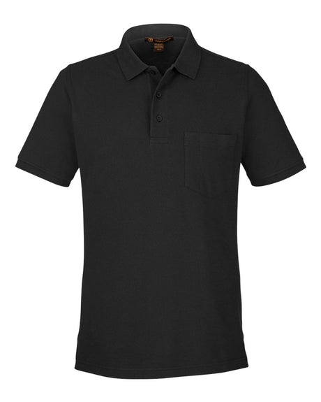 Harriton Men's Valiant Cotton Snag Protect Pocket Polo. M205P - Black