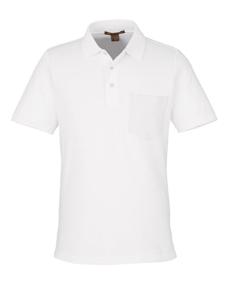 Harriton Men's Valiant Cotton Snag Protect Pocket Polo. M205P - White