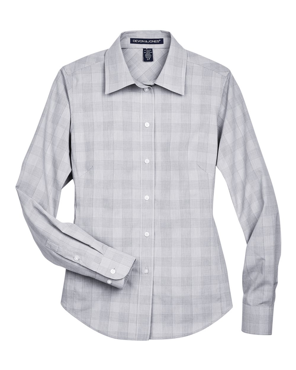 Devon & Jones Women's Crown Collection® Glen Plaid Woven Dress Shirt. DG520W - White/ Graphite/ Light Grey