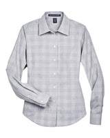 Devon & Jones Women's Crown Collection® Glen Plaid Woven Dress Shirt. DG520W - White/ Graphite/ Light Grey