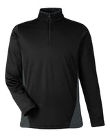 Harriton Men's Flash Snag Protection Plus IL Colorblock Quarter-Zip Pullover. M786 - Black/ Dark Charcoal