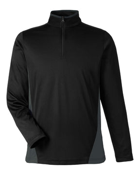 Harriton Men's Flash Snag Protection Plus IL Colorblock Quarter-Zip Pullover. M786 - Black/ Dark Charcoal