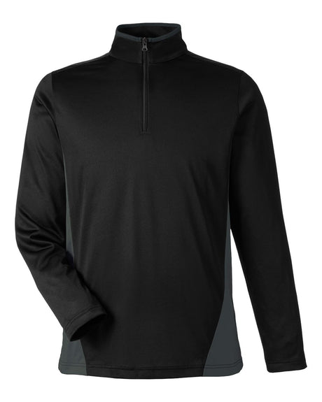 Harriton Men's Flash Snag Protection Plus IL Colorblock Quarter-Zip Pullover. M786 - Black/ Dark Charcoal