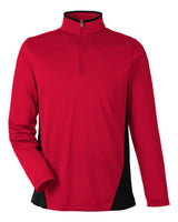 Harriton Men's Flash Snag Protection Plus IL Colorblock Quarter-Zip Pullover. M786 - Red/ Black