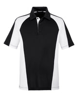 Harriton Men's Advantage Snag Protection Plus IL Colorblock Polo. M385 - Black/ White/ Dark Charcoal