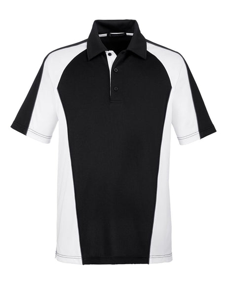 Harriton Men's Advantage Snag Protection Plus IL Colorblock Polo. M385 - Black/ White/ Dark Charcoal