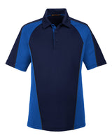 Harriton Men's Advantage Snag Protection Plus IL Colorblock Polo. M385 - Dark Navy/ True Royal/ Dark Charcoal