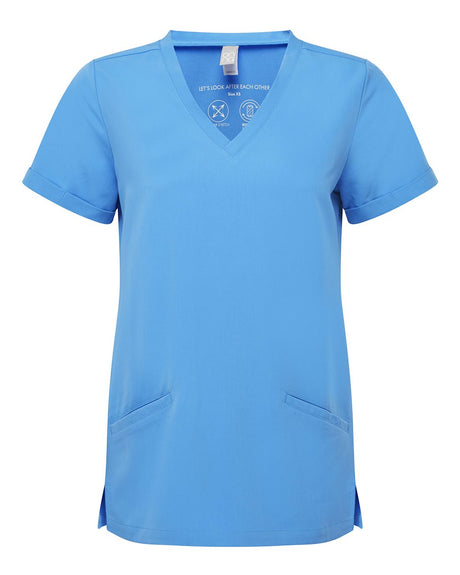 Onna Women's Invincible V-Neck Stretch Scrub Top. NN310 - Ceil Blue