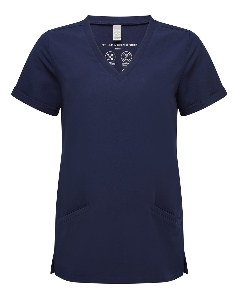 Onna Women's Invincible V-Neck Stretch Scrub Top. NN310 - Navy