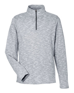 North End Men's Eclipse Jacquard Quarter-Zip Pullover. NE415 - Black Heather