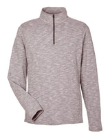 North End Men's Eclipse Jacquard Quarter-Zip Pullover. NE415 - Burgundy Heather