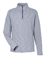 North End Men's Eclipse Jacquard Quarter-Zip Pullover. NE415 - Classic Navy Heather