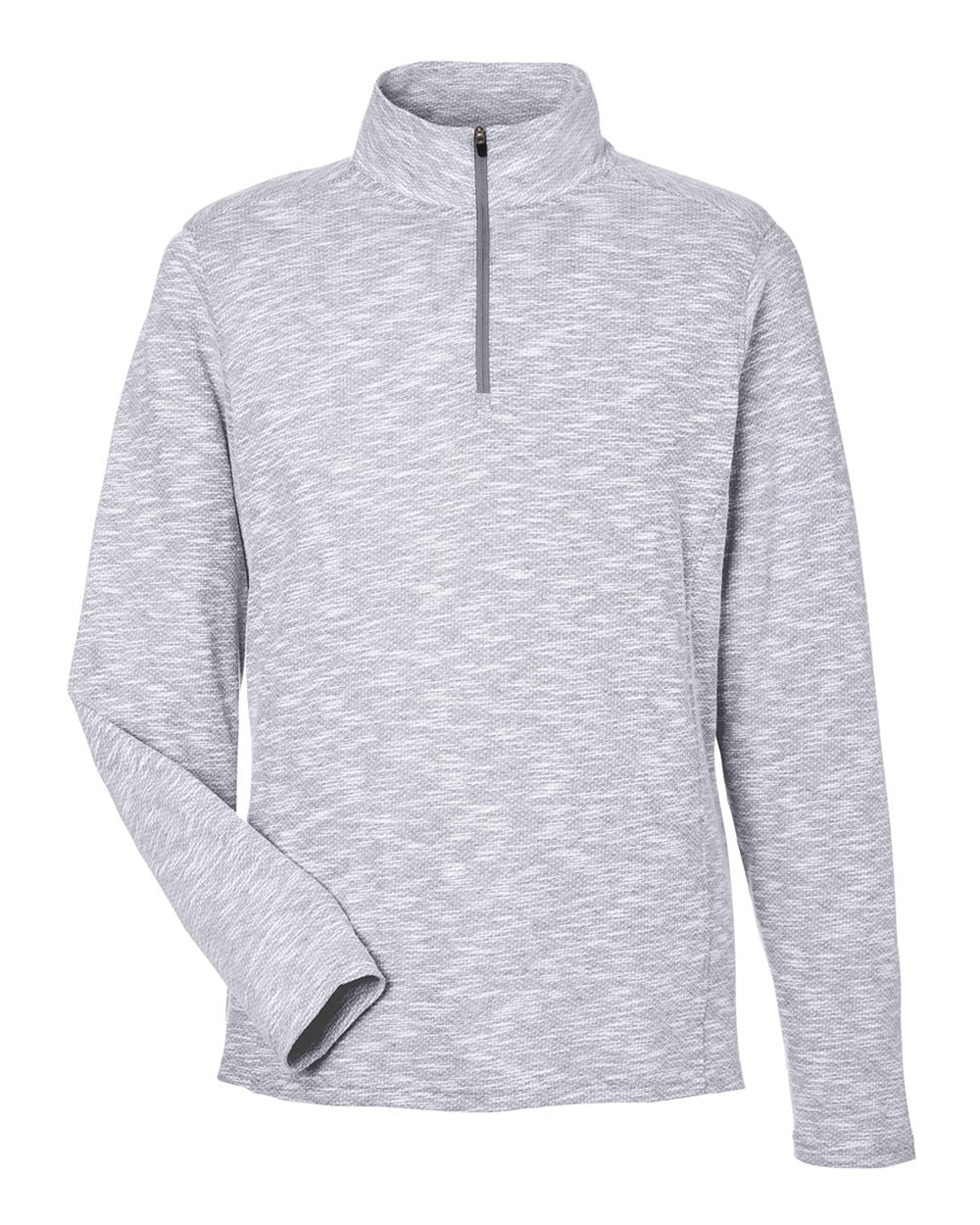 North End Men's Eclipse Jacquard Quarter-Zip Pullover. NE415 - Platinum Heather