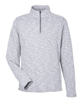 North End Men's Eclipse Jacquard Quarter-Zip Pullover. NE415 - Platinum Heather