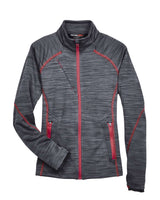 North End Women's Flux Mélange Bonded Fleece Jacket. 78697 - Carbon/ Olympic Red