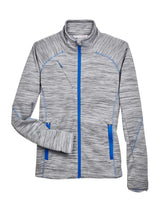 North End Women's Flux Mélange Bonded Fleece Jacket. 78697 - Platinum/ Olympic Blue