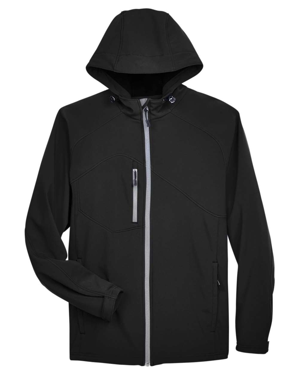 North End Men's Prospect Two-Layer Fleece Bonded Soft Shell Hooded Jacket. 88166 - Black
