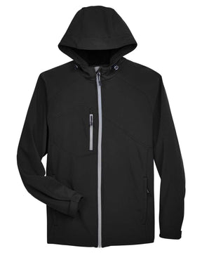 North End Men's Prospect Two-Layer Fleece Bonded Soft Shell Hooded Jacket. 88166 - Black