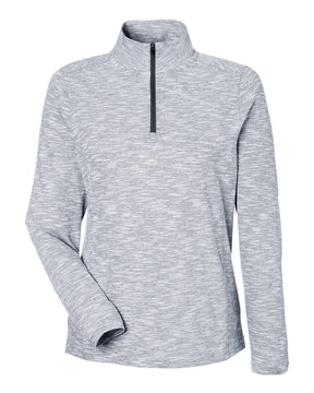 North End Women's Eclipse Jacquard Quarter-Zip Pullover. NE415W - Black Heather