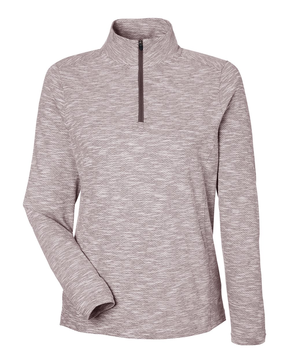 North End Women's Eclipse Jacquard Quarter-Zip Pullover. NE415W - Burgundy Heather