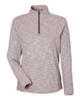 North End Women's Eclipse Jacquard Quarter-Zip Pullover. NE415W - Burgundy Heather