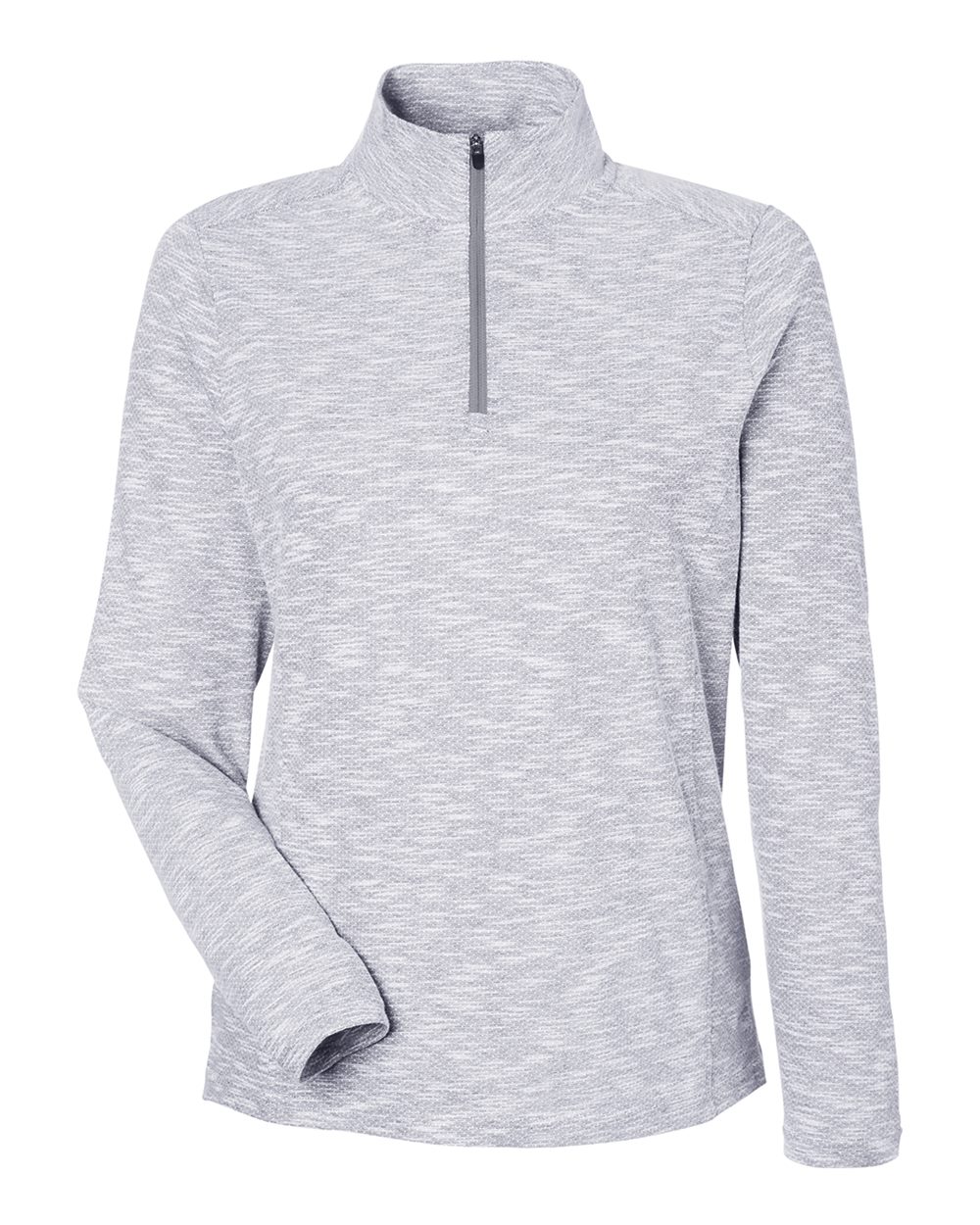 North End Women's Eclipse Jacquard Quarter-Zip Pullover. NE415W - Platinum Heather