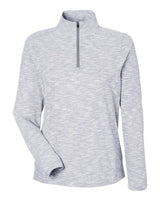 North End Women's Eclipse Jacquard Quarter-Zip Pullover. NE415W - Platinum Heather