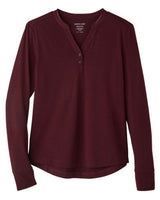 North End Women's JAQ Stretch Performance V-Neck Snap Pullover. NE400W - Burgundy