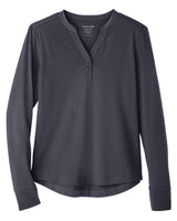 North End Women's JAQ Stretch Performance V-Neck Snap Pullover. NE400W - Carbon