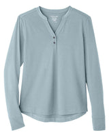 North End Women's JAQ Stretch Performance V-Neck Snap Pullover. NE400W - Opal Blue