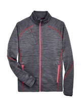 North End Men's Flux Mélange Bonded Fleece Jacket. 88697 - Carbon/ Olympic Red