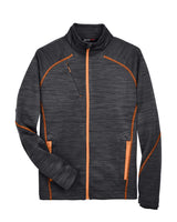 North End Men's Flux Mélange Bonded Fleece Jacket. 88697 - Carbon/ Orange Soda
