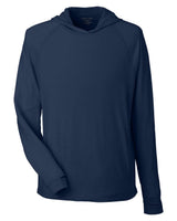North End Unisex JAQ Stretch Performance Hooded Long Sleeve T-Shirt. NE105 - Classic Navy