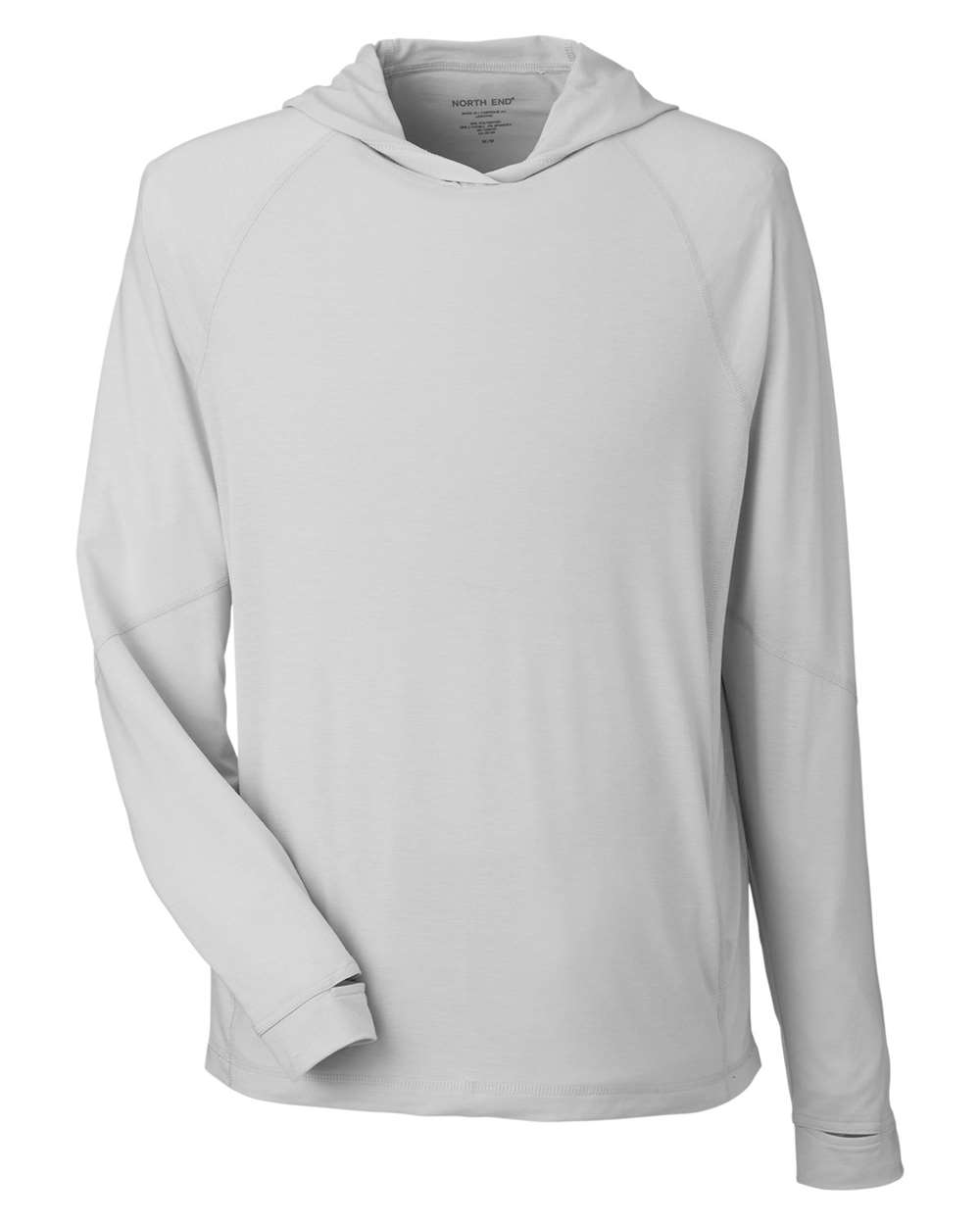 North End Unisex JAQ Stretch Performance Hooded Long Sleeve T-Shirt. NE105 - Platinum
