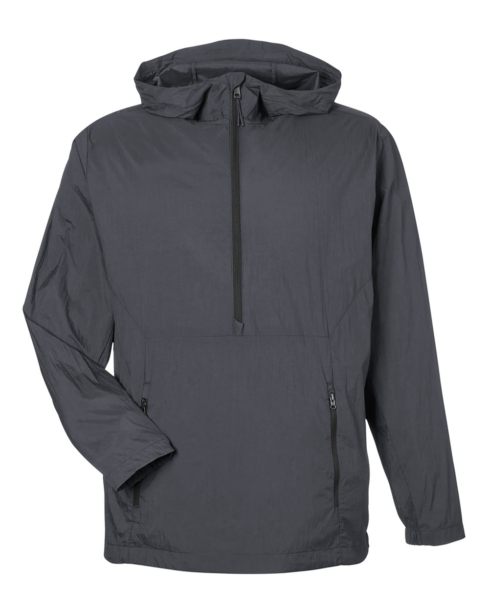 North End Men's Aura Lightweight Packable Anorak. NE810 - Carbon/ Black