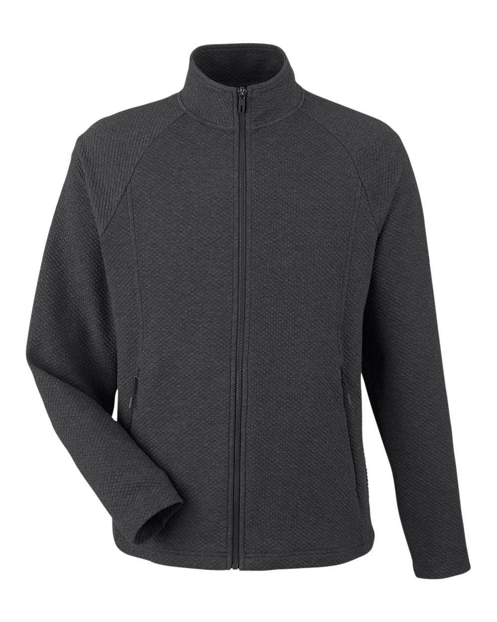 North End Men's Spirit Textured Full-Zip. NE727 - Black Heather
